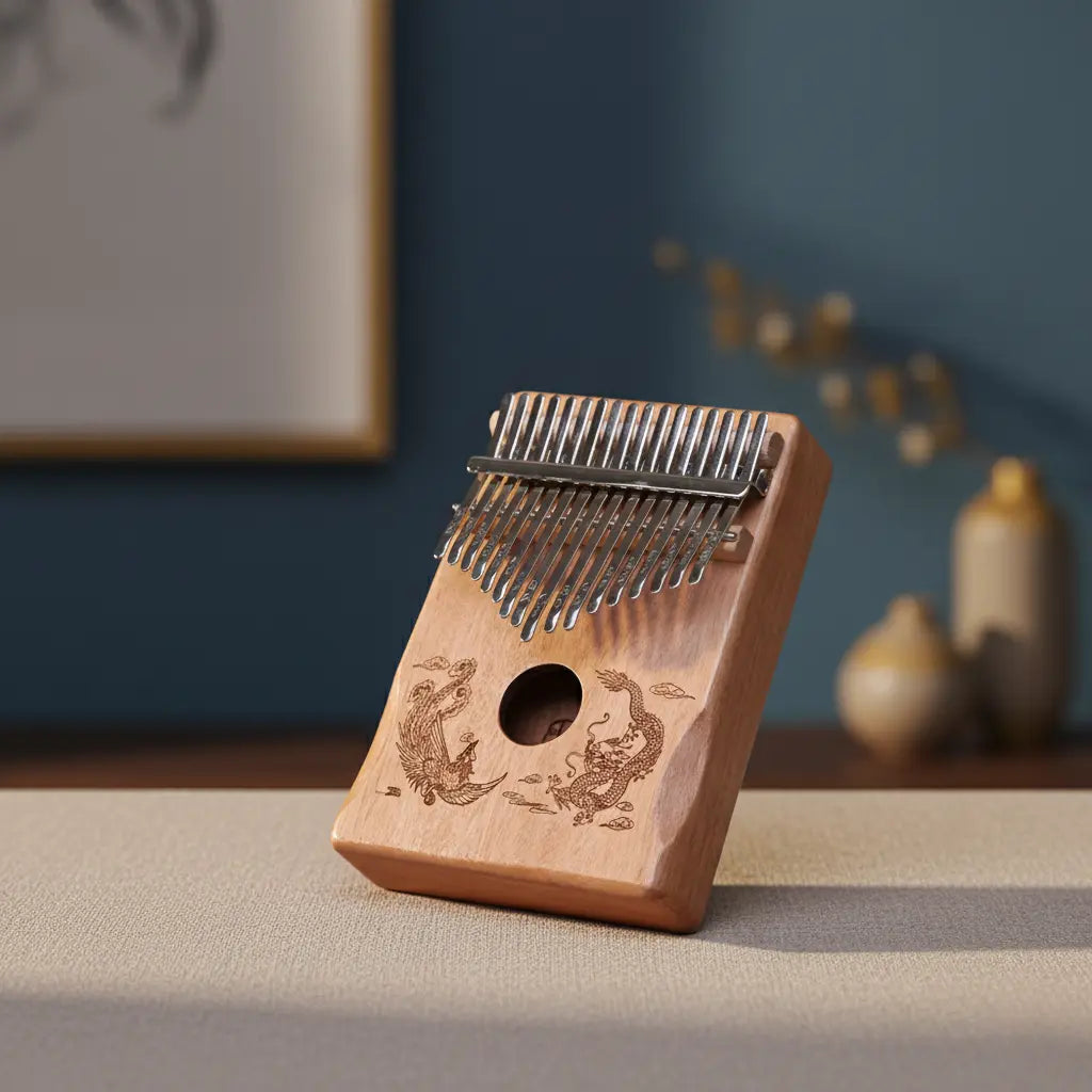 Kalimba 17 lames gravée en bois