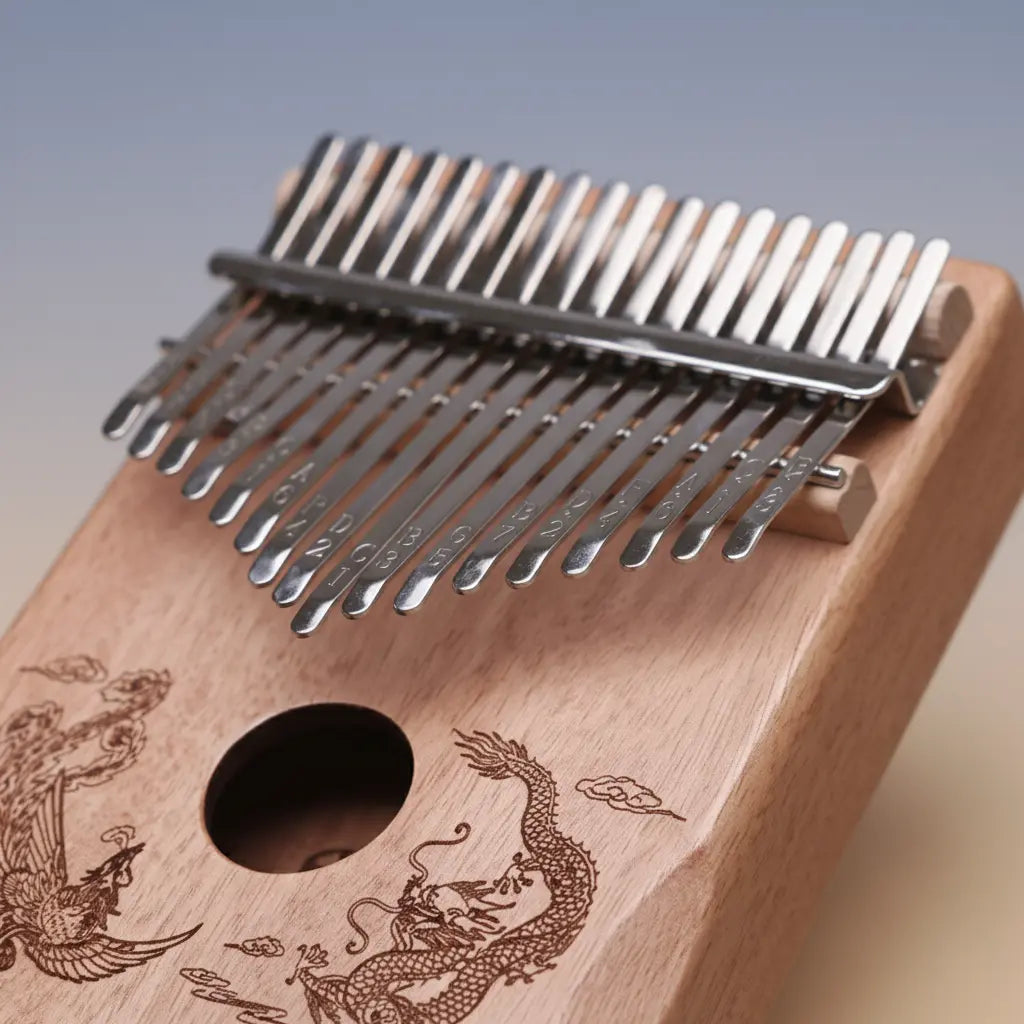 Kalimba 17 lames gravée en bois